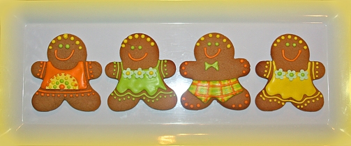 Gingerbread men yellow green orange